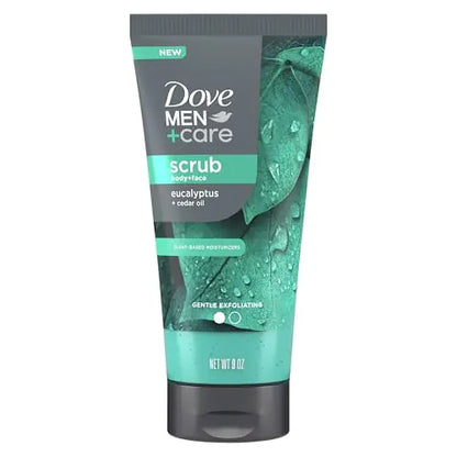 Dove Men+Care Eucalyptus Body and Face Scrub bottle