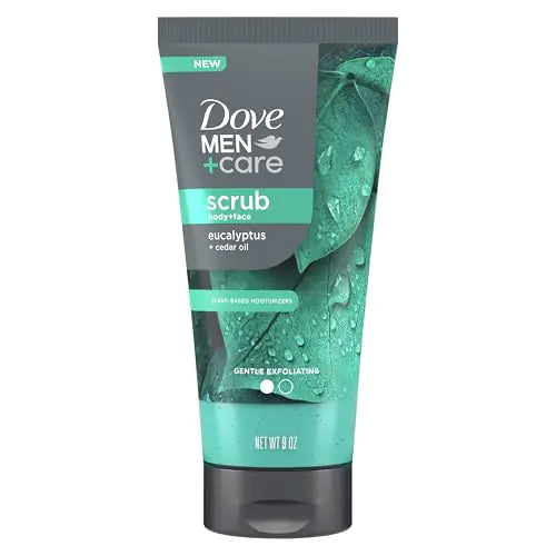 Dove Men+Care Eucalyptus Body and Face Scrub Deeply Exfoliates for Hydrated & Nourished Skin 100% Gentle Cleanser No Sulfate Cleansers or Parabens