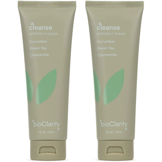 BioClarity Face Cleanser | 100% Vegan Gentle Wash with Cucumber Green Tea and Chamomile for Sensitive Oily Skin. Natural Ingredients (Set of Two 4oz Cleansers)